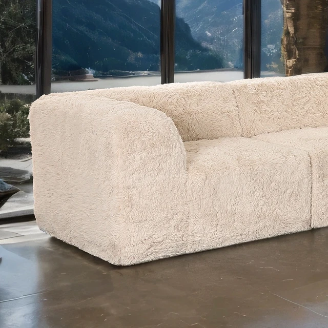 Alt view image 3 of 7 - 1 pc Corner Wedge Only High Density Compressed Foam Faux Fur Sand Color Living, Chairs Accent Seating