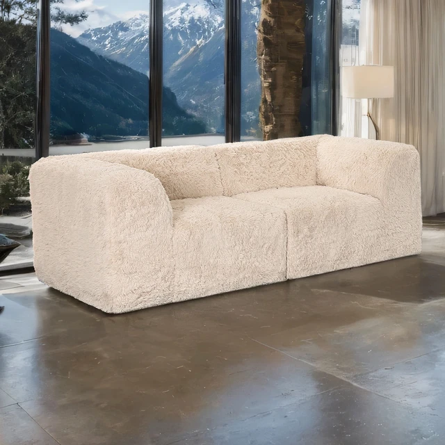 Alt view image 2 of 7 - 1 pc Corner Wedge Only High Density Compressed Foam Faux Fur Sand Color Living, Chairs Accent Seating
