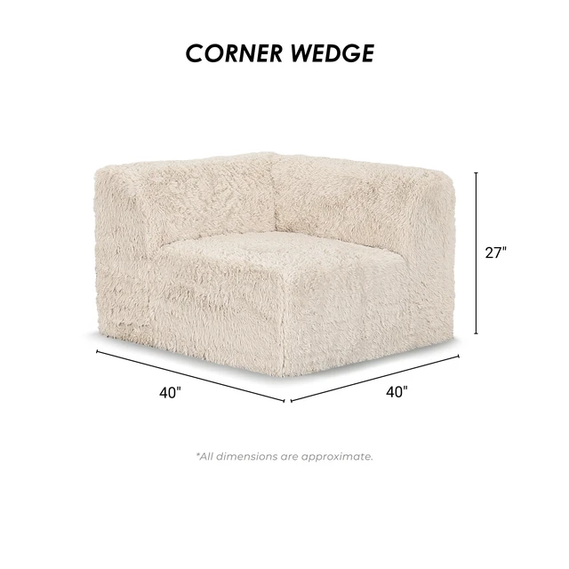 Alt view image 5 of 7 - 1 pc Corner Wedge Only High Density Compressed Foam Faux Fur Sand Color Living, Chairs Accent Seating