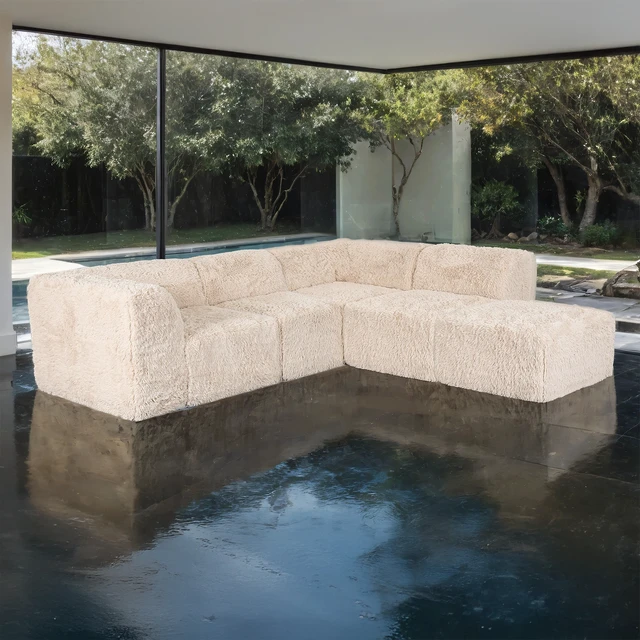 Alt view image 7 of 7 - 1 pc Corner Wedge Only High Density Compressed Foam Faux Fur Sand Color Living, Chairs Accent Seating