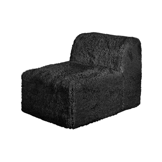 Alt view image 3 of 7 - 1 pc Armless Chair Only High Density Compressed Foam Faux Fur Color Modular Piece Living, Black, Chairs Accent Seating