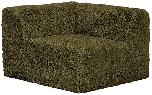 Main image of 1 pc Corner Wedge Only High Density Compressed Foam Faux Fur Olive Color Living, Olive Green, Chairs Accent Seating
