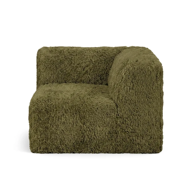 Alt view image 2 of 7 - 1 pc Corner Wedge Only High Density Compressed Foam Faux Fur Olive Color Living, Olive Green, Chairs Accent Seating