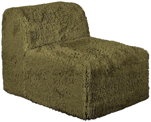 Main image of 1 pc Armless Chair Only High Density Compressed Foam Faux Fur Olive Color Modular Piece Living, Olive Green, Chairs
