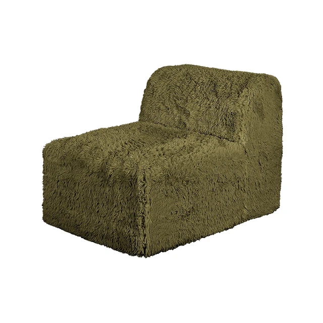 Alt view image 2 of 7 - 1 pc Armless Chair Only High Density Compressed Foam Faux Fur Olive Color Modular Piece Living, Olive Green, Chairs