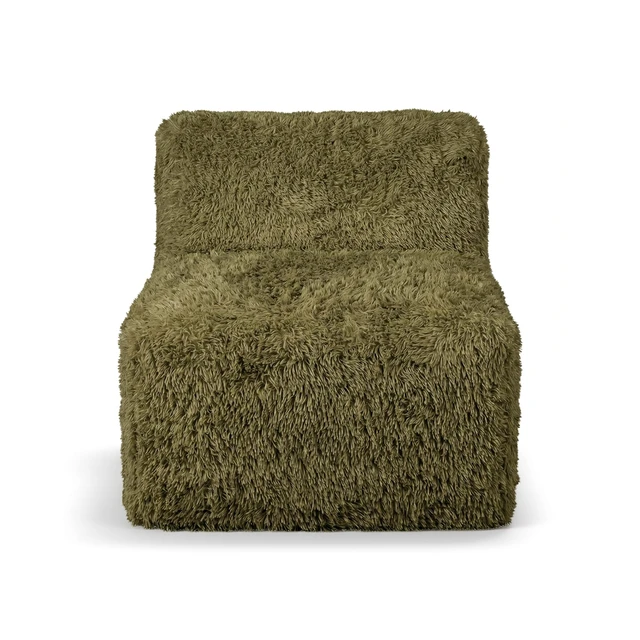 Alt view image 4 of 7 - 1 pc Armless Chair Only High Density Compressed Foam Faux Fur Olive Color Modular Piece Living, Olive Green, Chairs