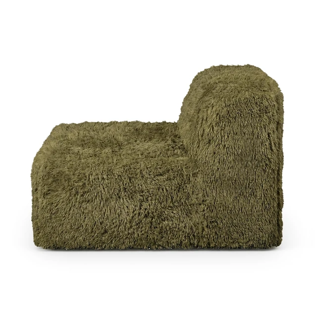 Alt view image 5 of 7 - 1 pc Armless Chair Only High Density Compressed Foam Faux Fur Olive Color Modular Piece Living, Olive Green, Chairs