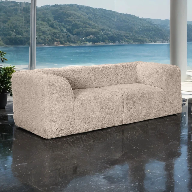 Alt view image 4 of 7 - 1 pc Corner Wedge Only High Density Compressed Foam Faux Fur Color Living, Taupe, Chairs Accent Seating