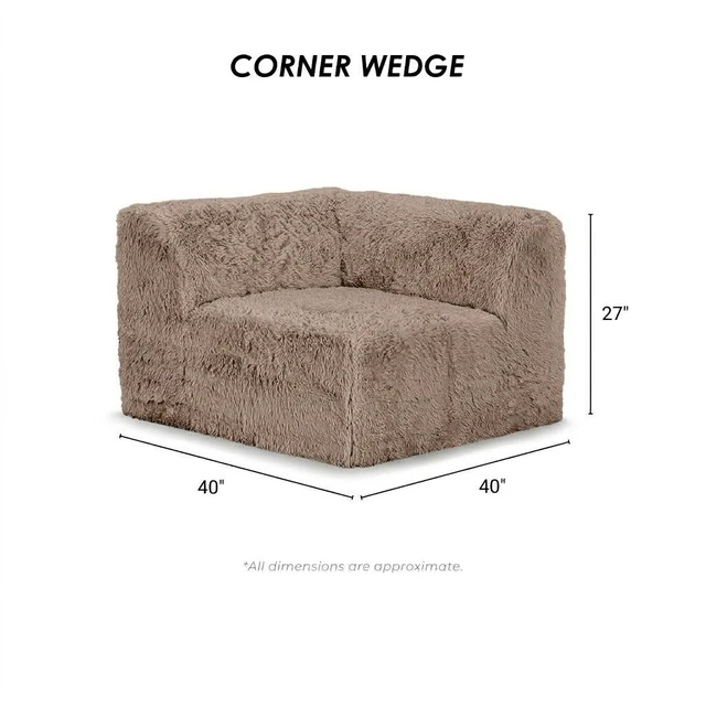 Alt view image 6 of 7 - 1 pc Corner Wedge Only High Density Compressed Foam Faux Fur Color Living, Taupe, Chairs Accent Seating