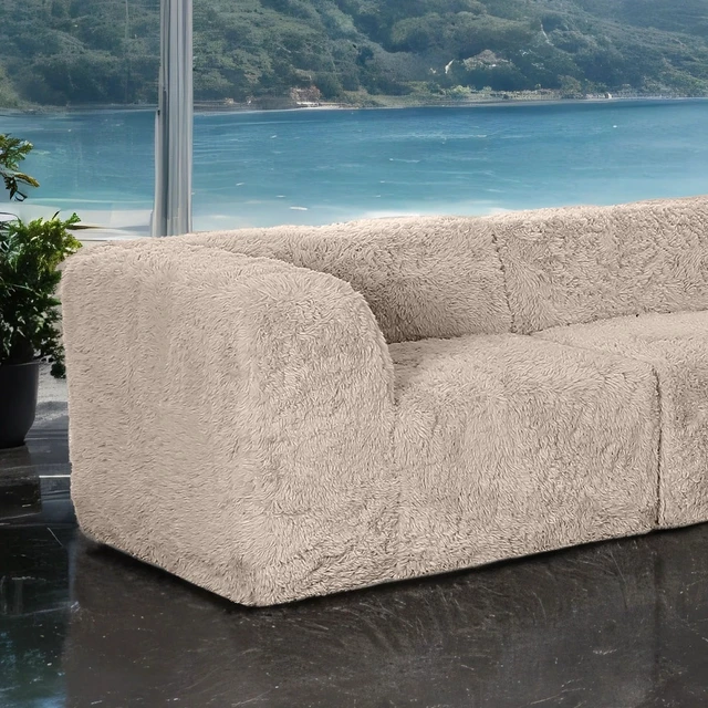 Alt view image 3 of 7 - 1 pc Corner Wedge Only High Density Compressed Foam Faux Fur Color Living, Taupe, Chairs Accent Seating