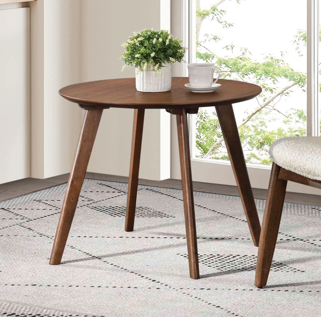 Alt view image 4 of 6 - Mid-Century Wingback Chair with Side Table with Four Legs Solid Structure, Beige Walnut, Engineered Wood, Fabric