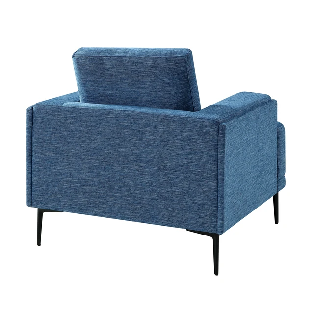 Alt view image 5 of 6 - Accent Chair Chenille Fabric Upholstered Comfort Armchair Solid Living Furniture 1 pc, Blue, Plywood and Solid Wood