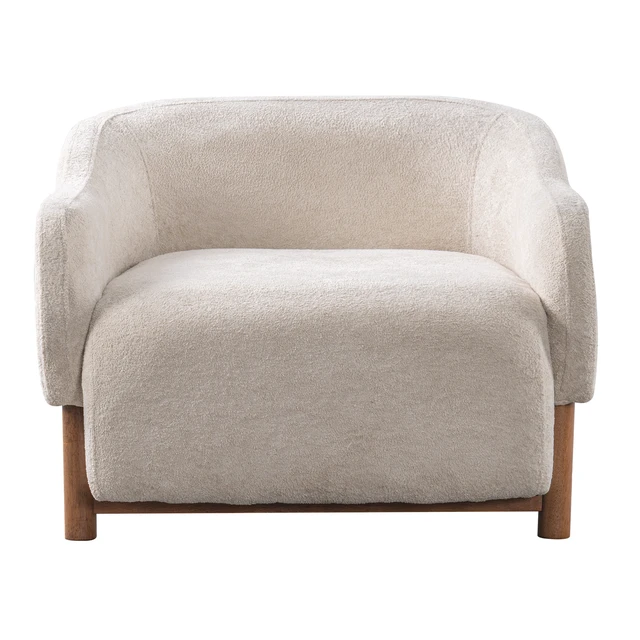 Alt view image 7 of 7 - Accent Chair Chenille Upholstered Armchair with Recessed Arms and Tight Back Rubberwood Legs Single Seating for Living