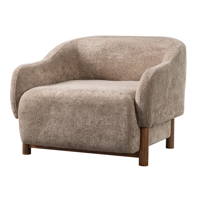 Alt view image 5 of 7 - Accent Chair Chenille Upholstered Armchair with Recessed Arms and Tight Back Rubberwood Legs Single Seating for Living