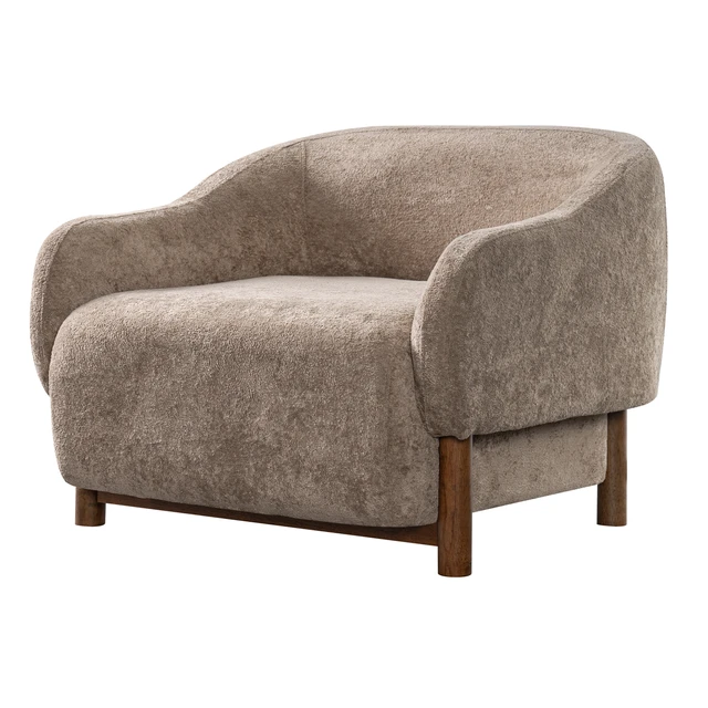 Alt view image 6 of 7 - Accent Chair Chenille Upholstered Armchair with Recessed Arms and Tight Back Rubberwood Legs Single Seating for Living