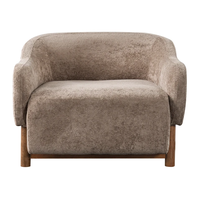 Alt view image 7 of 7 - Accent Chair Chenille Upholstered Armchair with Recessed Arms and Tight Back Rubberwood Legs Single Seating for Living