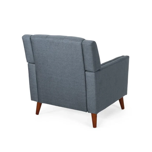 Alt view image 4 of 7 - Mid-Century Armchair 2 pcs, Dark Grey Walnut, Fabric and Rubber Wood, Chairs Accent Seating