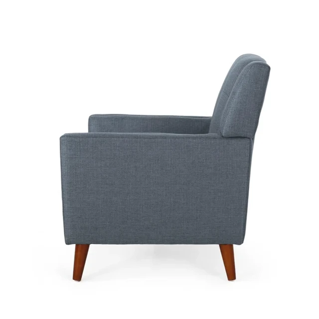 Alt view image 7 of 7 - Mid-Century Armchair 2 pcs, Dark Grey Walnut, Fabric and Rubber Wood, Chairs Accent Seating