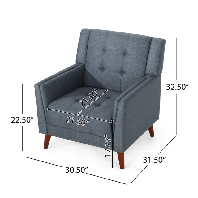 Alt view image 6 of 7 - Mid-Century Armchair 2 pcs, Dark Grey Walnut, Fabric and Rubber Wood, Chairs Accent Seating