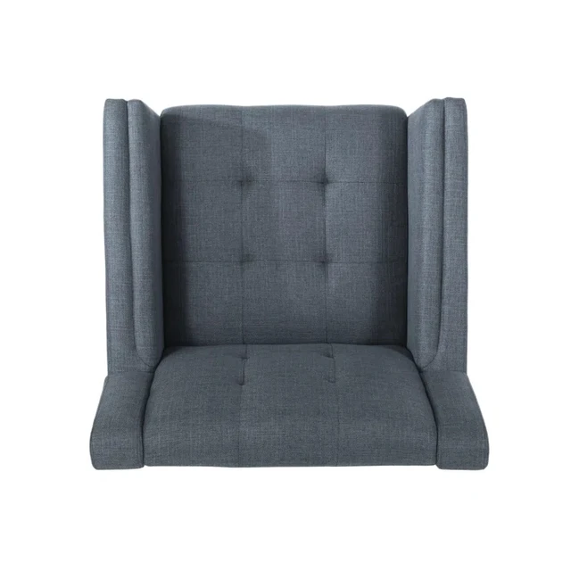 Alt view image 5 of 7 - Mid-Century Armchair 2 pcs, Dark Grey Walnut, Fabric and Rubber Wood, Chairs Accent Seating