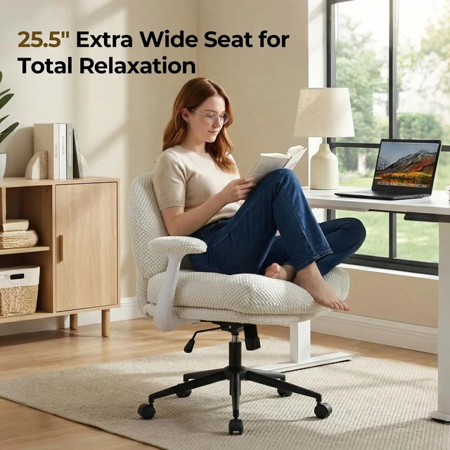 Alt view image 3 of 7 - Pineapple Textured Chenille Fabric Swivel Desk Chair, Adjustable Height Upholstered Chair with Armrest Extra High