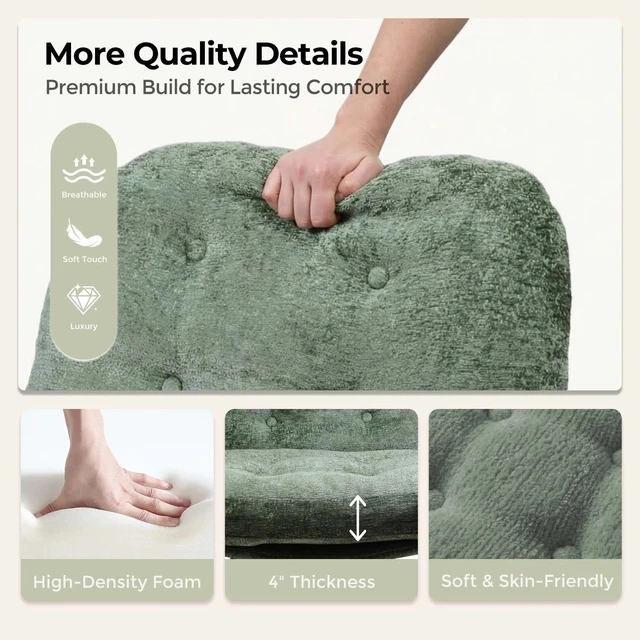 Alt view image 7 of 7 - Chenille Swivel Desk Chair, Adjustable Height Velvet Like Chair with Armrest High Density Foam Ergonomic Task Green