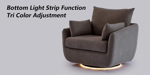 Alt view image 7 of 7 - Rotatable Sherpa Fleece Single Chair Equipped with Tone Adjustable Base LED Strip Lights, Camel, Chairs Accent Seating