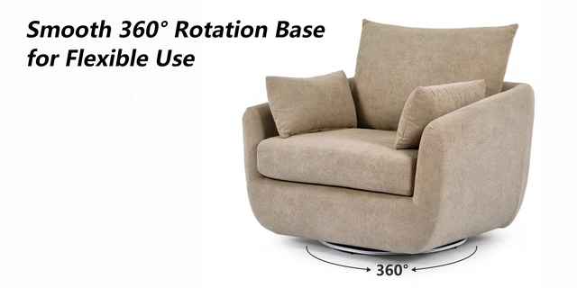 Alt view image 6 of 7 - Rotatable Sherpa Fleece Single Chair Equipped with Tone Adjustable Base LED Strip Lights, Camel, Chairs Accent Seating