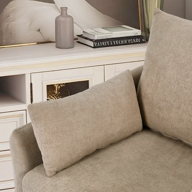 Alt view image 5 of 7 - Rotatable Sherpa Fleece Single Chair Equipped with Tone Adjustable Base LED Strip Lights, Camel, Chairs Accent Seating