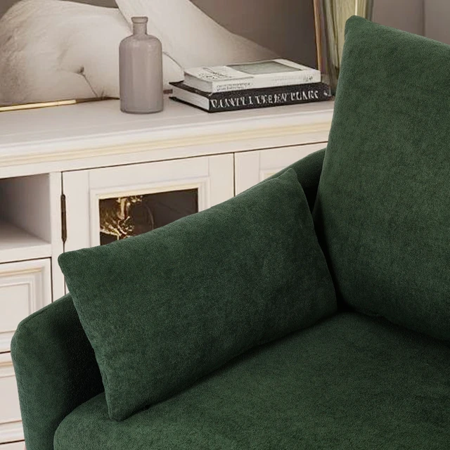 Alt view image 5 of 7 - Rotatable Sherpa Fleece Single Chair Equipped with Tone Adjustable Base LED Strip Lights, Green, Chairs Accent Seating