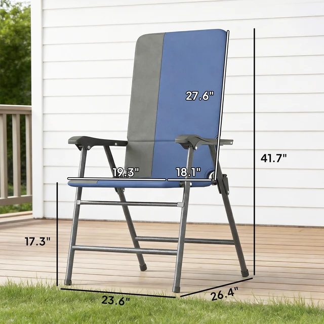 Alt view image 7 of 7 - Folding Patio Chairs Set, Padded High Back Folding Lawn Chairs with Armrests Oxford Fabric Portable Outdoor Camping Set