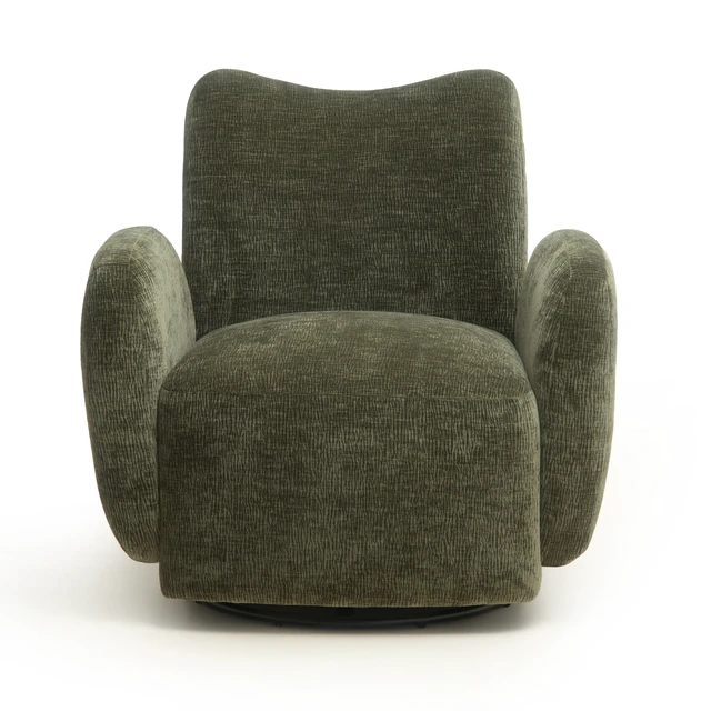 Alt view image 3 of 6 - 360° Swivel Chair Accent Chair 32.48 Inch Chenille Fabric Upholstered Sofa, Suitable for Living Study Leisure Area