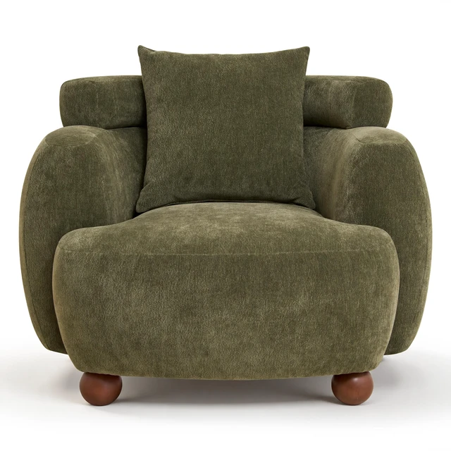Alt view image 7 of 7 - Lazy Clubchair 38 Inches, Chenille Fabric Bucket Chair Decorative Sofa Soft Cushion with Pillow for Living Study