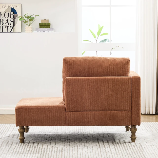 Alt view image 7 of 7 - 50 Inch Wide Chaise Lounge Chair, Upholstered in Soft Chenille Fabric with Rubberwood Legs Load Bearing Capacity