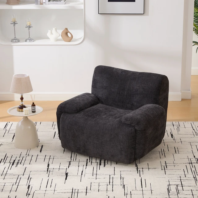 Alt view image 5 of 7 - 43 Inch Wide Upholstered Accent Chair, Single Sofa Chair Chenille Armchair Reading Lounge with Deep Seats for Living