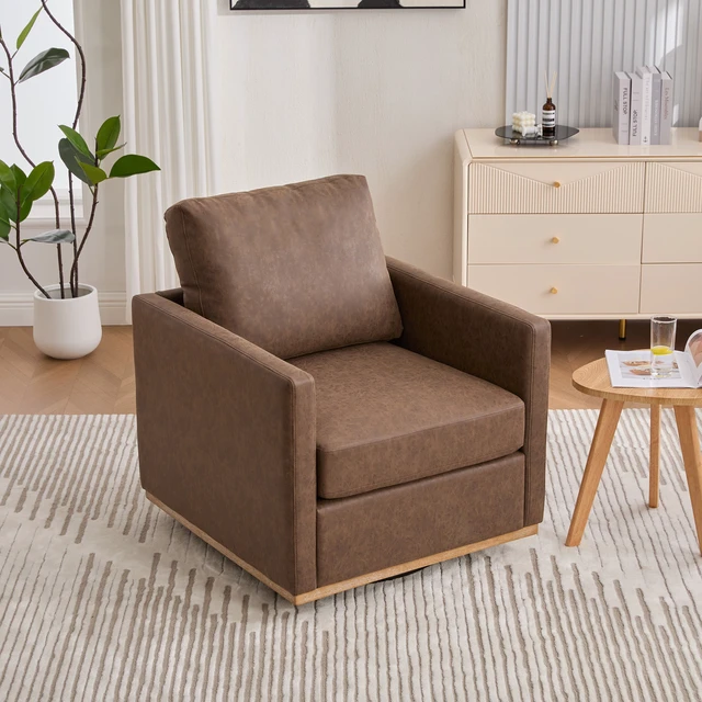 Alt view image 3 of 7 - 30.5 Inch Upholstered Square Swivel Accent Chair and Accent Single Sofa Chair, Degree Club Lounge Armchair