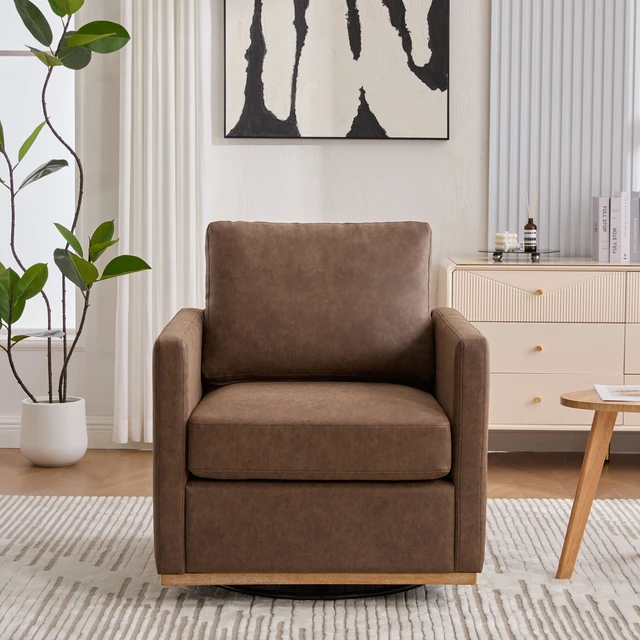 Alt view image 2 of 7 - 30.5 Inch Upholstered Square Swivel Accent Chair and Accent Single Sofa Chair, Degree Club Lounge Armchair