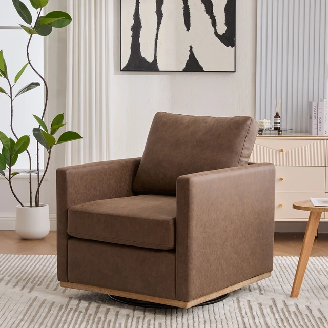 Alt view image 5 of 7 - 30.5 Inch Upholstered Square Swivel Accent Chair and Accent Single Sofa Chair, Degree Club Lounge Armchair