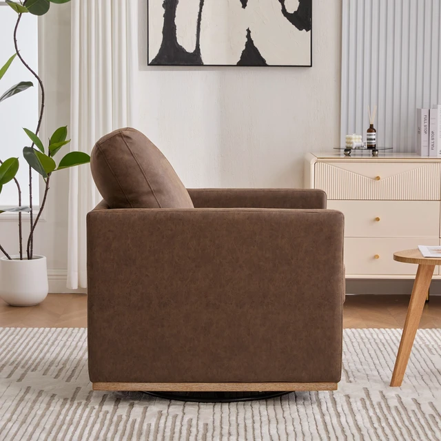 Alt view image 7 of 7 - 30.5 Inch Upholstered Square Swivel Accent Chair and Accent Single Sofa Chair, Degree Club Lounge Armchair