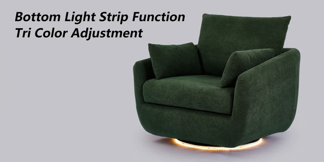 Alt view image 7 of 7 - Rotatable Sherpa Fleece Single Chair Equipped with Tone Adjustable Base LED Strip Lights, Green, Chairs Accent Seating
