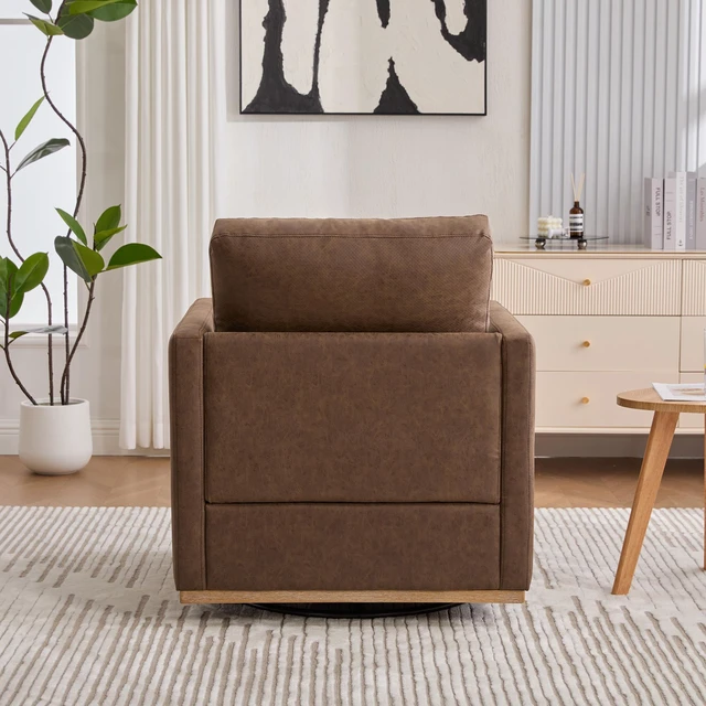 Alt view image 6 of 7 - 30.5 Inch Upholstered Square Swivel Accent Chair and Accent Single Sofa Chair, Degree Club Lounge Armchair