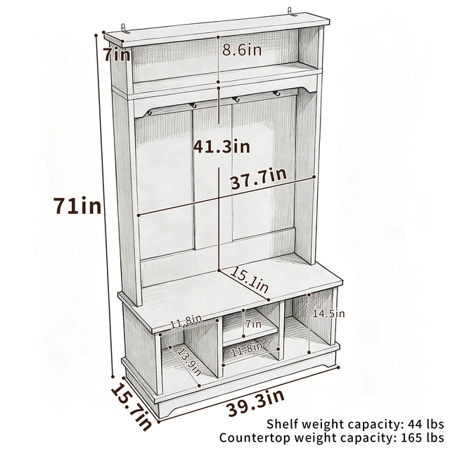 Alt view image 2 of 7 - Coat Rack with Shoe Storage, Tree with Shoe Bench Cubbies 1 Tier Top Storage Entryway Bench for Entryway Living, Blue