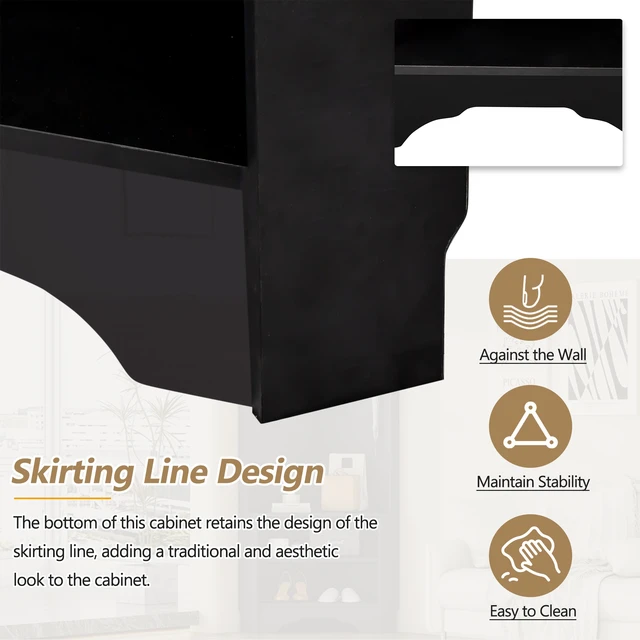 Alt view image 5 of 7 - Corner Tree with Shoe Bench, Entryway Coat Rack with 4 Hooks Corner Cabinet with Adjustable Shelf for Living 29.5 Inch