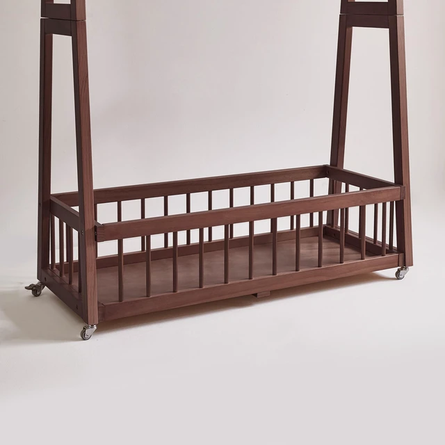 Alt view image 7 of 7 - Solid Freestanding Clothing Garment Rack, ×16.34 ×63.78 Mobile Wooden Clothes Hanger Stand with Lockable Wheels Hook