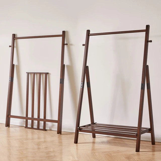 Alt view image 6 of 7 - Heavy Duty Solid Freestanding Clothes Rack, ×17.72 ×62.4 Shaped Garment Hanger Stand with Bottom Storage Shelf and Side