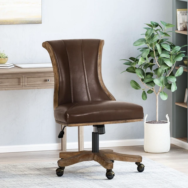 Main image of Swivel and Lift Chair, Brown Neutral, PU, Display Shelving Etageres