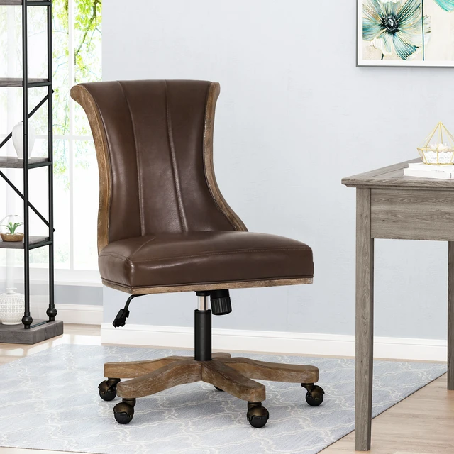 Alt view image 3 of 7 - Swivel and Lift Chair, Brown Neutral, PU, Display Shelving Etageres