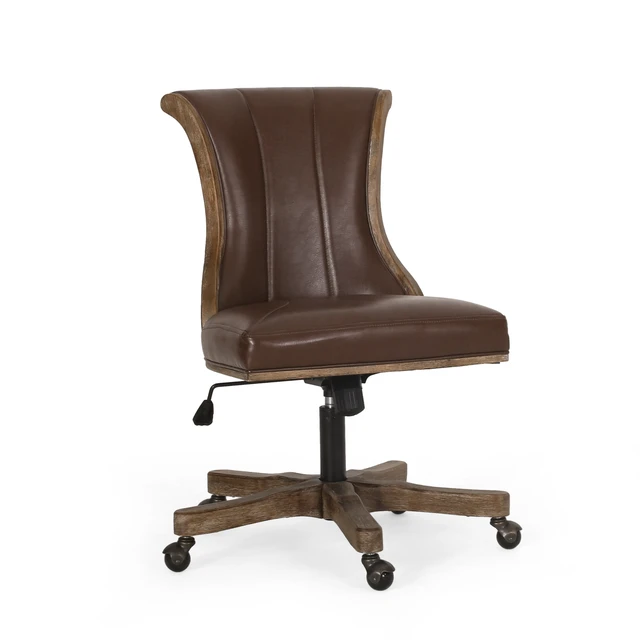 Alt view image 7 of 7 - Swivel and Lift Chair, Brown Neutral, PU, Display Shelving Etageres