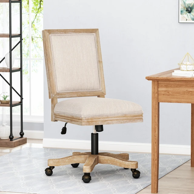 Alt view image 3 of 7 - Swivel and Lift Chair, Beige Natural, Fabric, Display Shelving Etageres