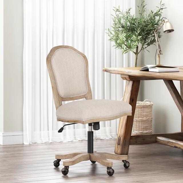Alt view image 4 of 7 - Swivel and Lift Chair, Beige Natural, Fabric, Display Shelving Etageres